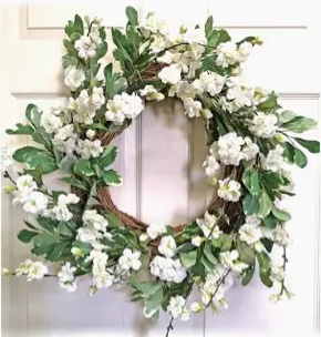 Handcrafted Faux Cherry Blossom Silk 22" Wreath