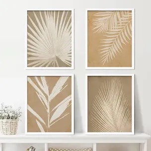 Minimal Botanical" IDEA4WALL Framed Grunge Brown Tropical Island