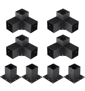 VEVOR Pergola Bracket Kit 4''x4'', 8pcs 3-Way Heavy Duty Corner Bracket Woodworks DIY Post Base Kit, Easy Installation Wooden Beams for Gazebos, Patio Pergolas, Log Cabin Outdoor Pergola Hardware