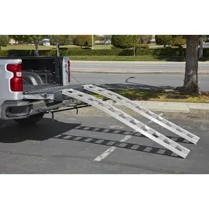 CARGOSMART Aluminum Straight Fixed Ramp with Treads (2pk) - Easily and Safely Load and Unload Light Equipment, Lawn Tractors, ATVs and More, 1,250 lb. Capacity, 12" W x 78" L