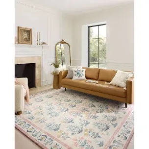 Rifle Paper Co. x Loloi Eden Collection EDE-01 Mughal Rose Blush 7'-6" x 9'-6" Area Rug