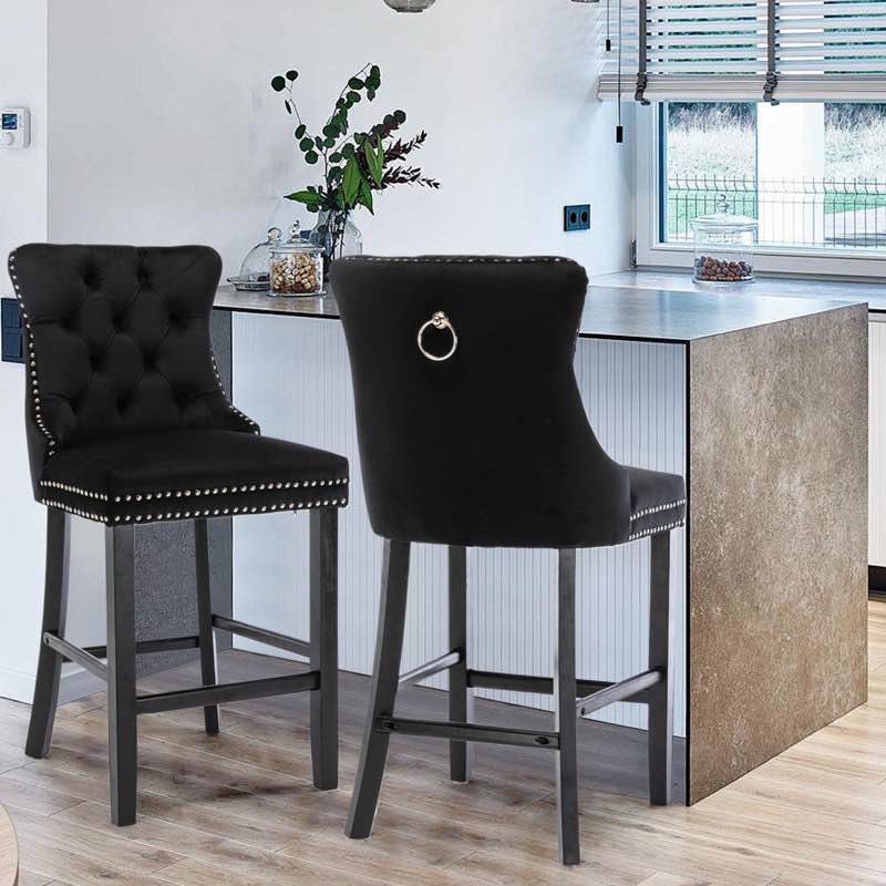 Modern Velvet Upholstered Bar Stools