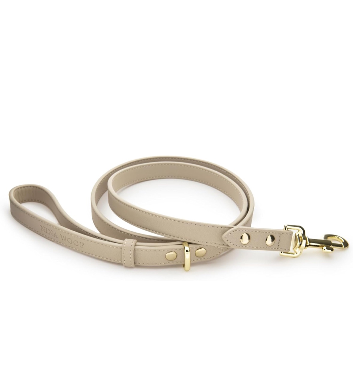 Leather Dog Leash - Cupertino - Beige Slim Leash with Reinforced Hardware, European Design Soft Dog Collars, Harnesses & Leashes, 4ft