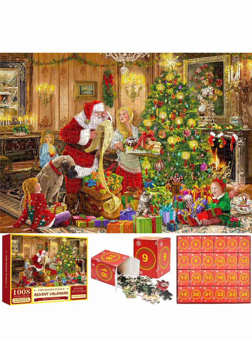 Advent Calendar 2024 for adult, kids 1008 Pcs jigsaw Puzzle, Christmas Puzzles Countdown Advent Calendar 24 Days, Jigsaw puzzles Christmas gift for kids men women family