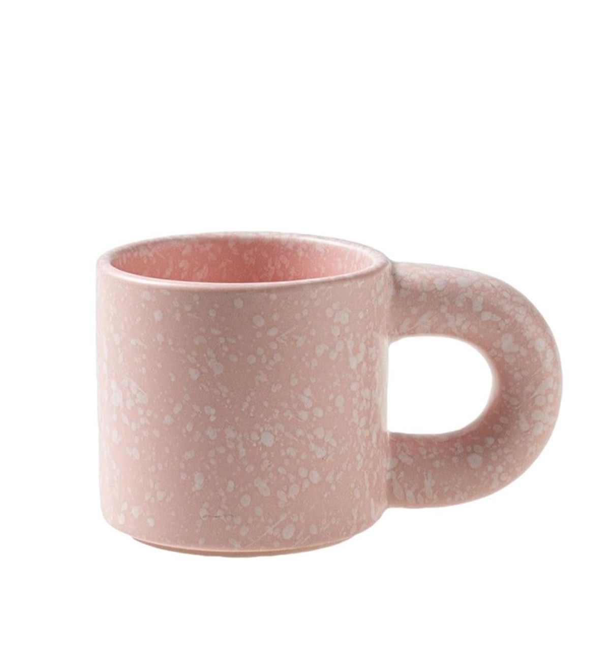 Cream Style Colorful Ceramic Mug, Home Couple Coffee, Milk Cup-Fat handle short cup - foundation make-up white spot -300ml(4)