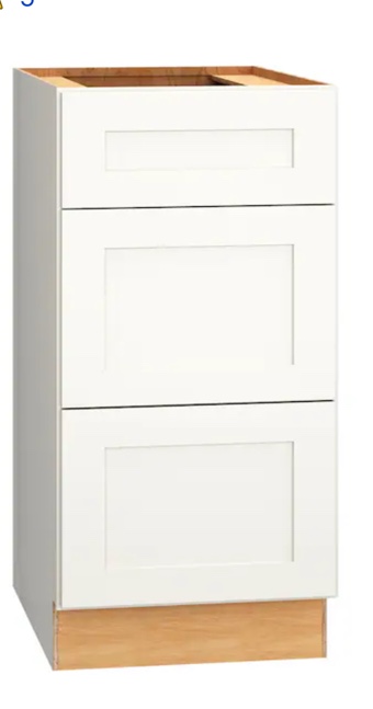 Jamestown 15" W x 34.5" H x 24" D White 3-Drawer Wall Mount Cabinet Banks 