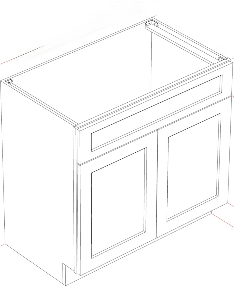 Ebony Gray Shaker 36"W x 34-1/2"H x 21"D 2 Doors & 1 False Drawer Vanity Sink Base Cabinets
