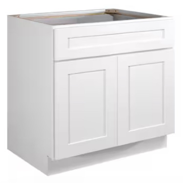  33-in W x 34.5-in H x 24-in D Gray  Sink Base ( Has some chipping on side shown in picture) ONE IN STOCK IS GRAY 