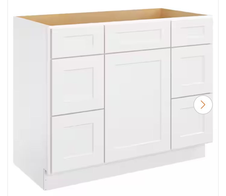 42” W x 30” H x 21” D Shaker White Plywood Ready to Assemble Floor Vanity Sink Drawer Base Kitchen Cabinet ( One in stock has 9 Drawers and 1 Door GRAY
