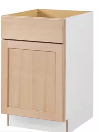 21 in. W x 24 in. D x 34.5 in. H Ready to Assemble White Base Kitchen Cabinet ( One in stock is WHITE) Has a broken piece and a chipping on corner 
