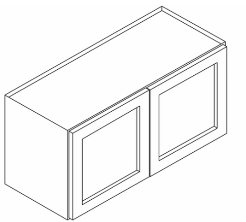 White Shaker W3315B: Double Door Wall Cabinet: RTA Kitchen Cabinet 33” x 15” x 12” ( Has some chipping and a crack shown in pictures)
