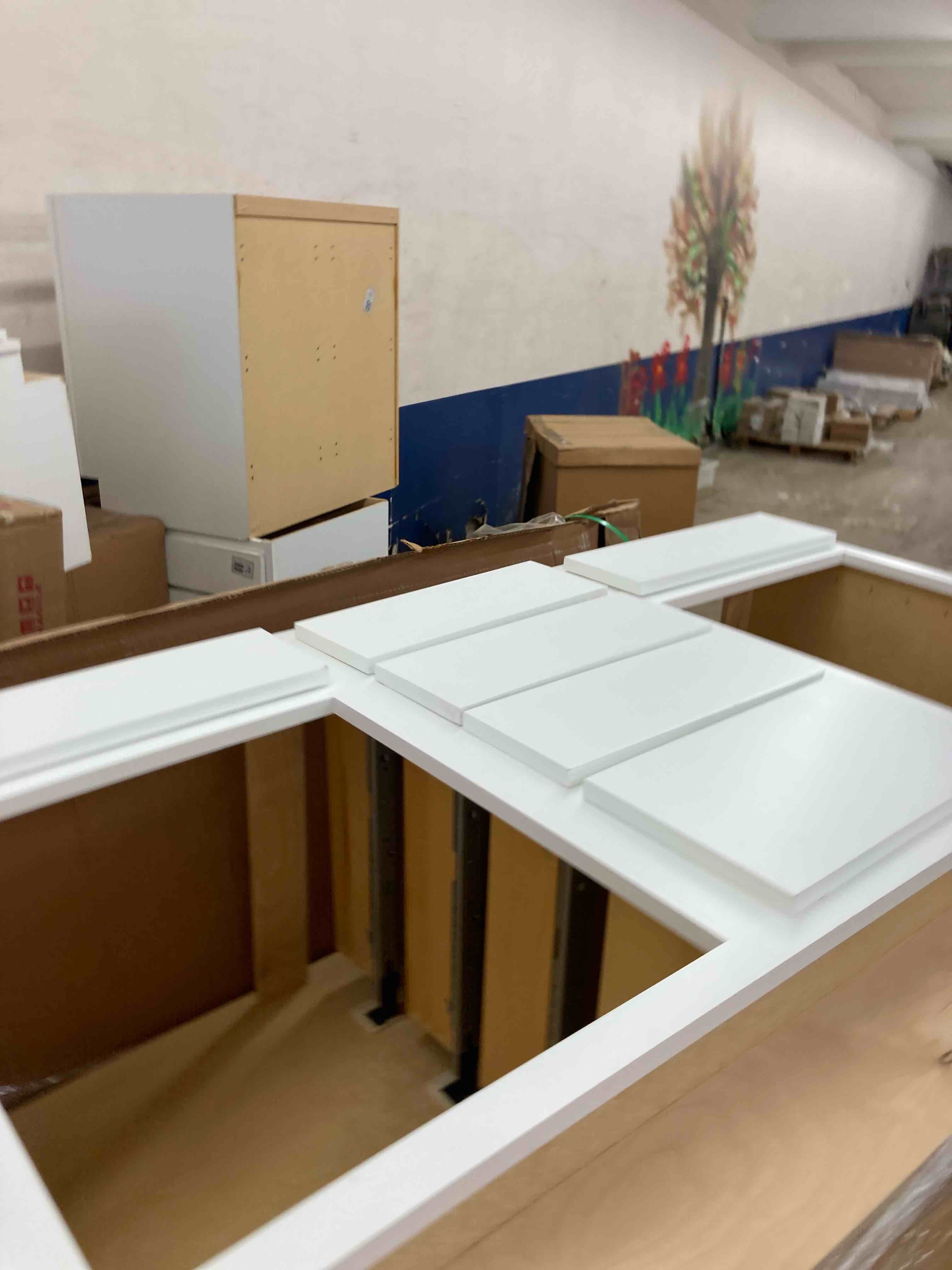 LOVMOR 60" Bathroom Vanity, Kitchen Base Cabinet, Single Sink Storage Unit, Pedestal Sink Storage Cabinet, Large Capacity for Laundry Room, Kitchen, Shower Room & Utility Room ( Similar to one in stock one in stock is plane not shaken style, Missing Doors) 