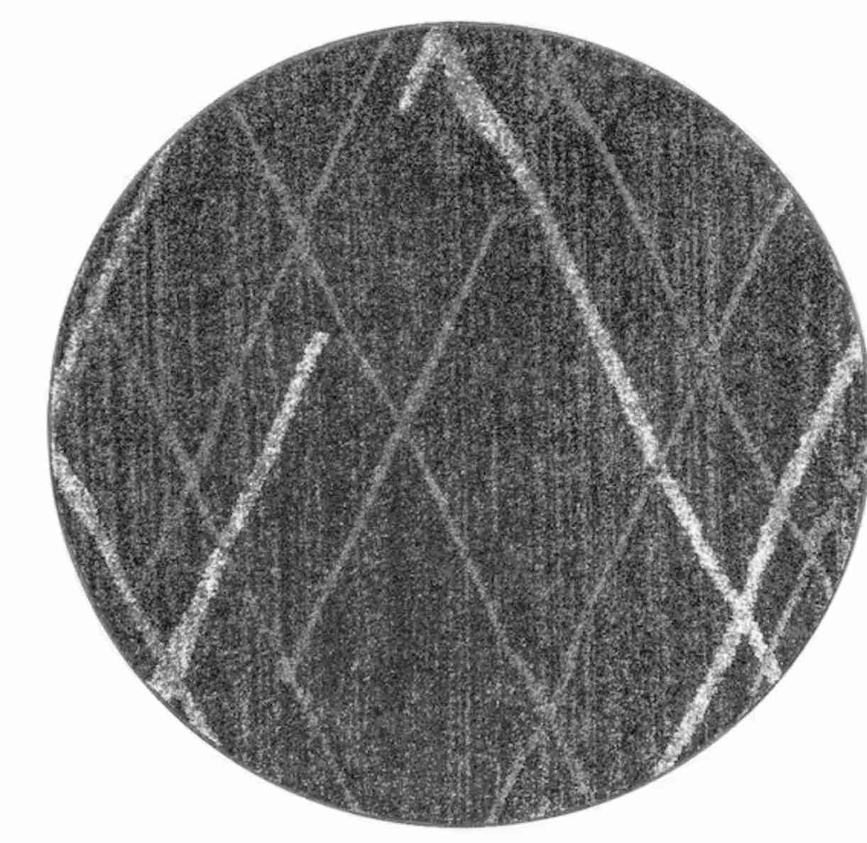 Thigpen Contemporary Stripes Dark Gray 7' 6" x 7' 6" Round Rug