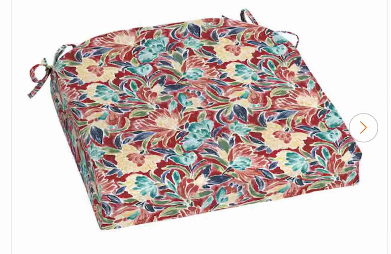20 in. W x 20 in. D Universal Outdoor Seat Pad in Chili Floral (Set of 4)