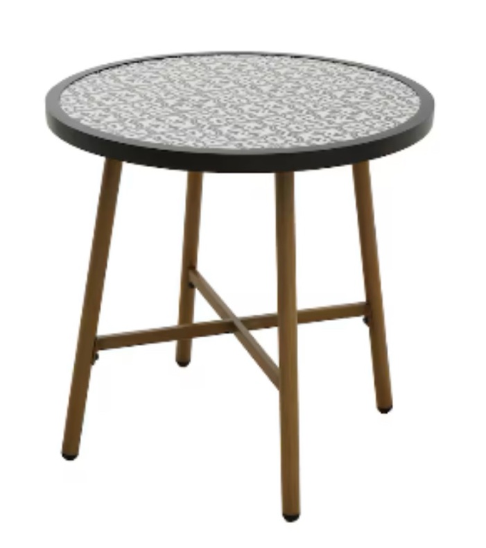 Hampton Bay Mix and Match Round Metal 27 in. Outdoor Patio Bistro Table