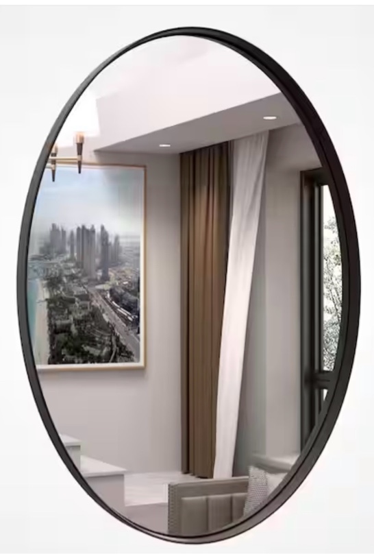 22 in. W x 30 in. H Medium Oval Mirrors Metal Framed Wall Mirrors Bathroom Mirror Vanity Mirror Accent Mirror in Black