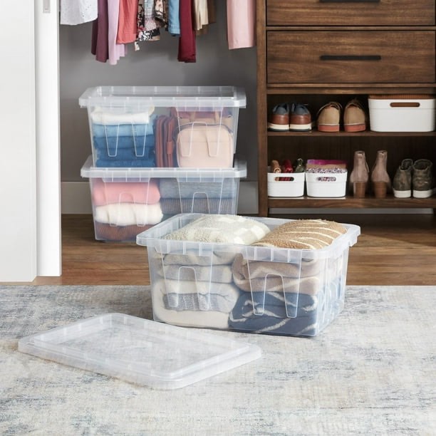 Member's Mark 60 Quart Clear Storage Tote, 17.2" D x 25.7" W x 12.0" H