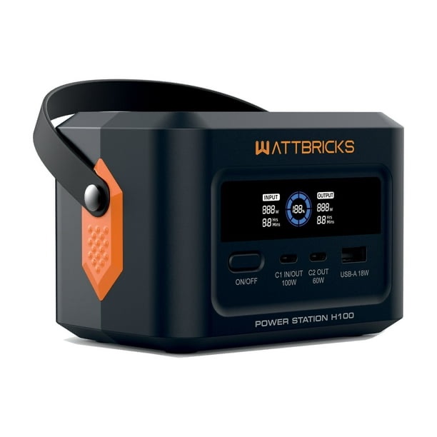 Wattbricks Energy 100-Watt Peak With 99.2Whr Portable Power Station & 30-Watt Portable Solar Panel Bundle