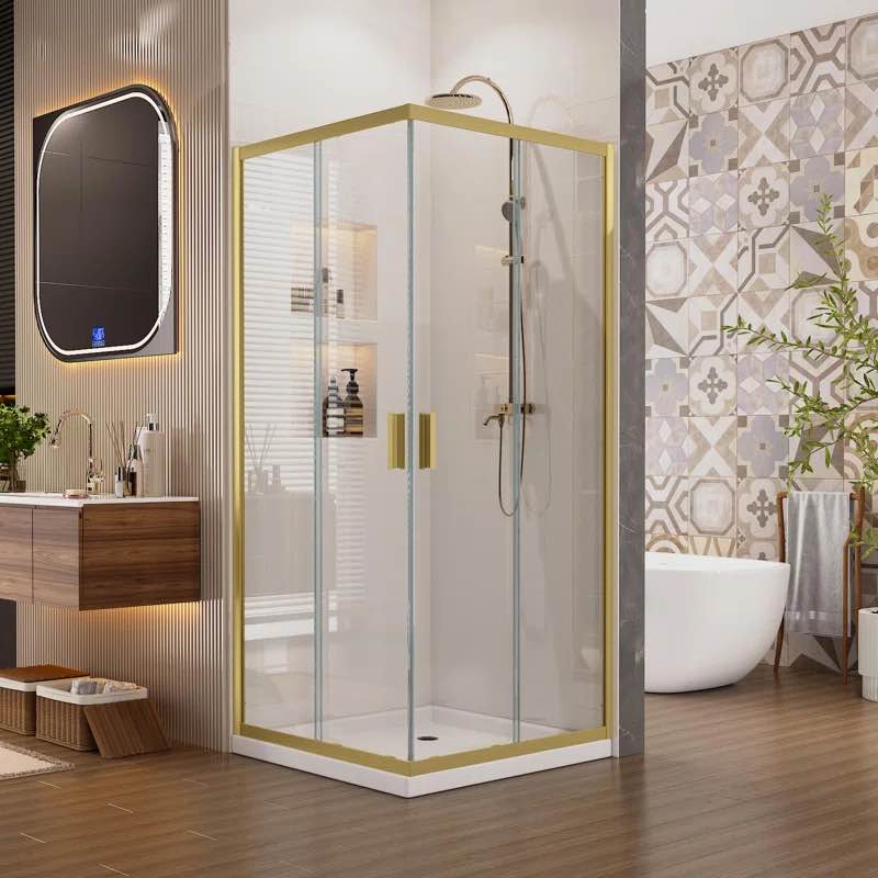 36" x 36" x76" Corner Shower Enclosure, Double Sliding Shower Door with 1/4" Easy-Clean Tempered Glass, Space-Saving Design S4-3636-G By Sunrosa