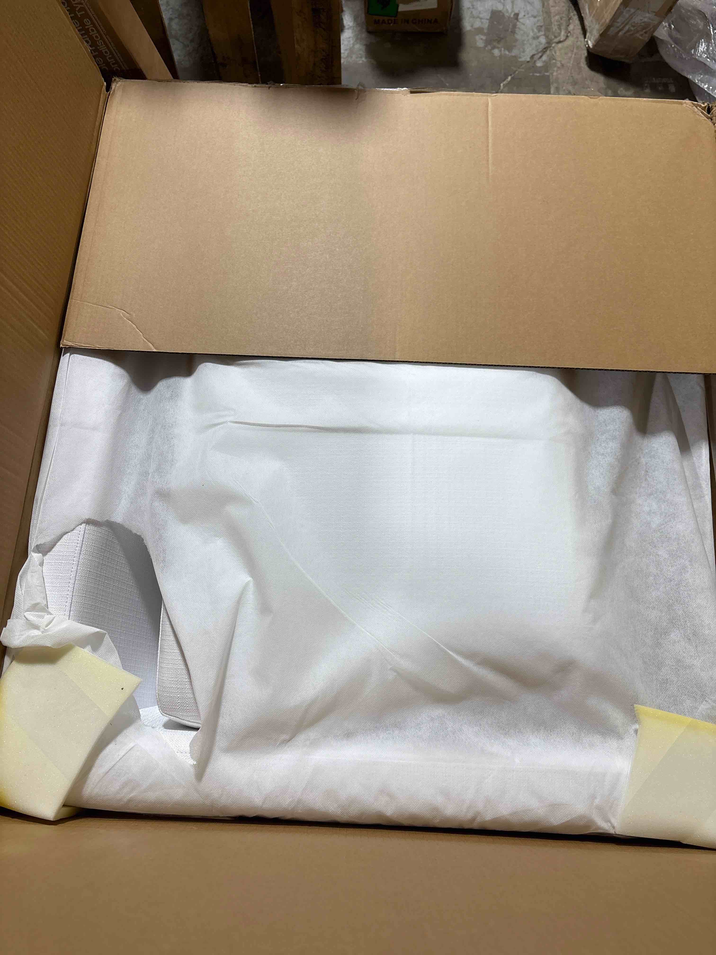 Condition photo showing New/Like New for Modway Chance Mid-Century Modern Upholstered Fabric Accent Lounge Arm Chair In White