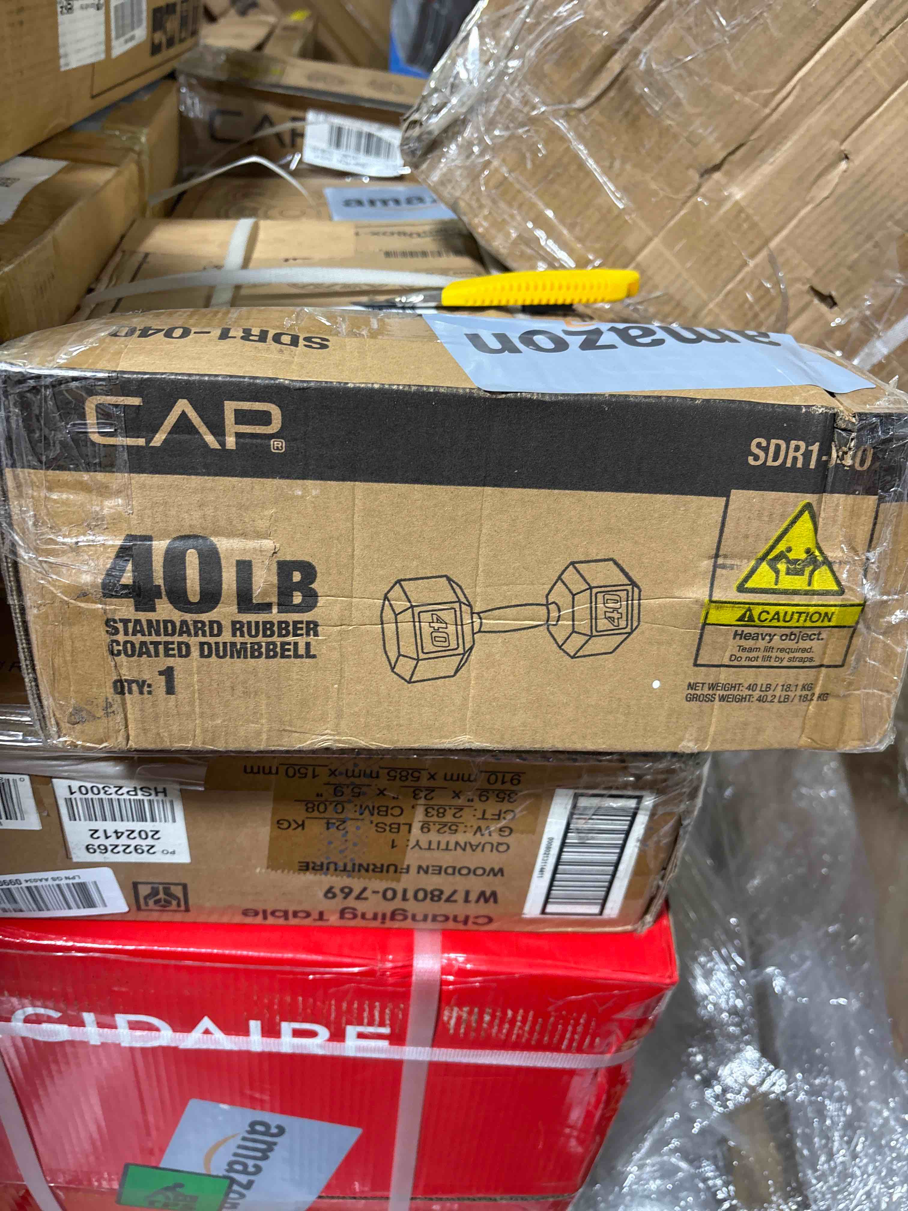 Condition photo showing New/Like New for CAP Barbell  40lb Rubber Hex Dumbbell  Single