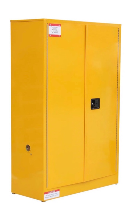 Garvee 45 Gal Flammable Safe Cabinet, 43" x 18" x 65" Galvanized Steel Flammable Liquid Storage Cabinet With 1 Shelf, 2 Manual Closing Doors