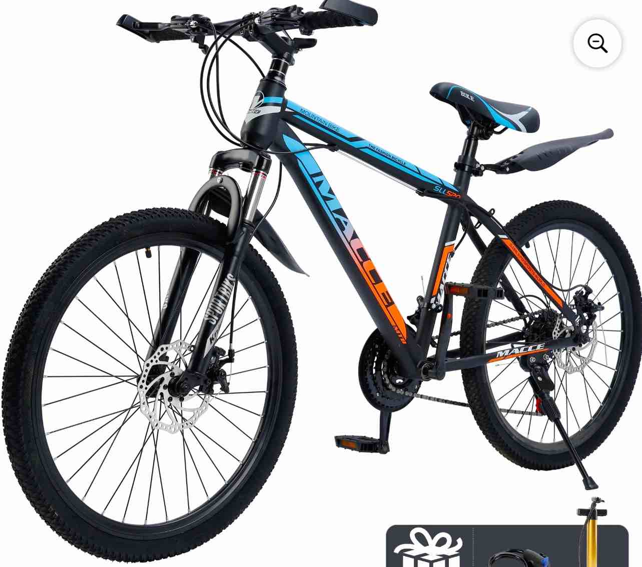 ARTUDATECH 24 26 27.5 Inch Mountain Bike, 24 Speeds with V/Disc Brakes High-Carbon Steel Frame Mens Womens Mountain Bike, Front Suspension MTB Bicycle for Adult & Teenagers