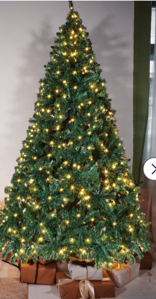 Glimin 7.5 ft Prelit Artificial Christmas Tree with Lights Artificial Full Christmas Tree Xmas Tree with Metal Stand for Home Indoor and Outdoor Party Decorations(Green)