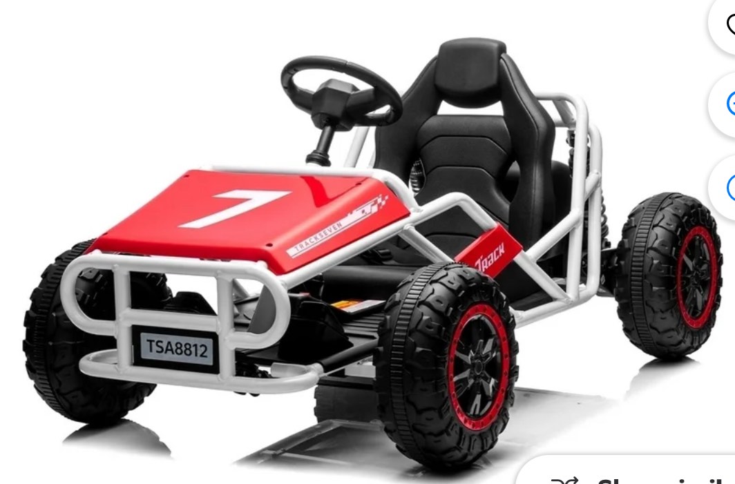 Track 7 24V Electric Go Kart, Racing Go Kart, Independent Electronic Brake Foot Pedal, Durable Full Steel Frame, 4 Mph Max Speed Electric Go Kart, 24V Outdoor Ride On Car for Kids Age 6+, Red ( Turns on But won't moved)