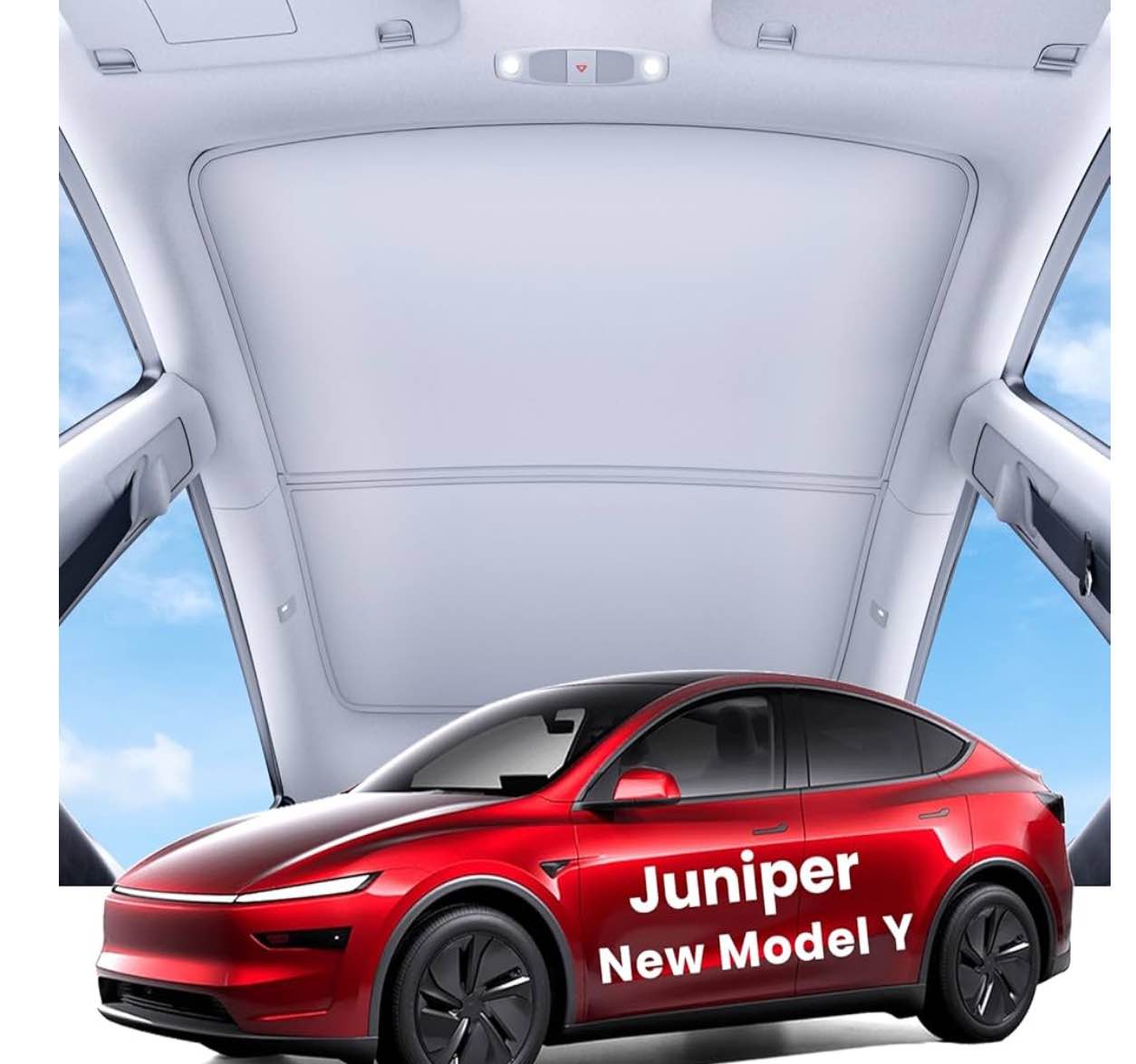 REEVAA 2025 Upgrade Tesla Model Y New (Juniper) Sunshade Roof [No Gaps, No-Sagging] Tesla Y Accessories Heat Insulation Foldable Glass Sunroof Cover for Model Y Juniper 2025-2026, Gray 