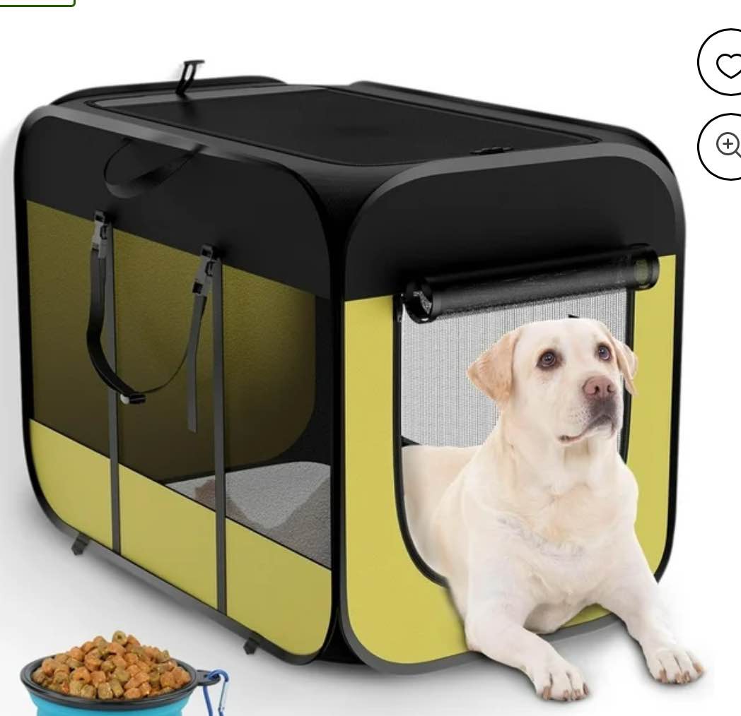 LAKWAR Folding Dog Playen for Medium, Large  Dogs Up to 20LBs,32in Portable Pop Up Indoor Pet Kennel, Collapsible Travel Pet Playpen Crates Car Rearseat Carriers for Dogs 