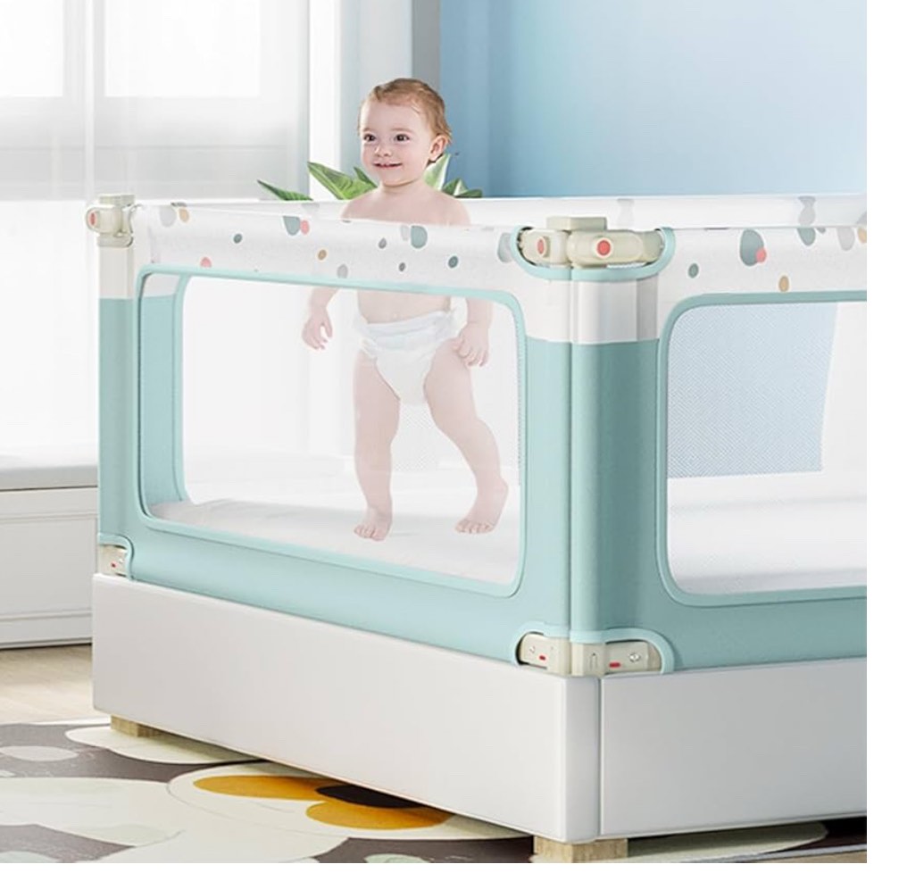 Bed Rail for Toddlers, Lightweight Safety Adjustable Bed Rail, Breathable Mesh Fabric for Baby Bed Rail Guard, Suitable for All Types of Beds-1PC(Green dot, 71IN)