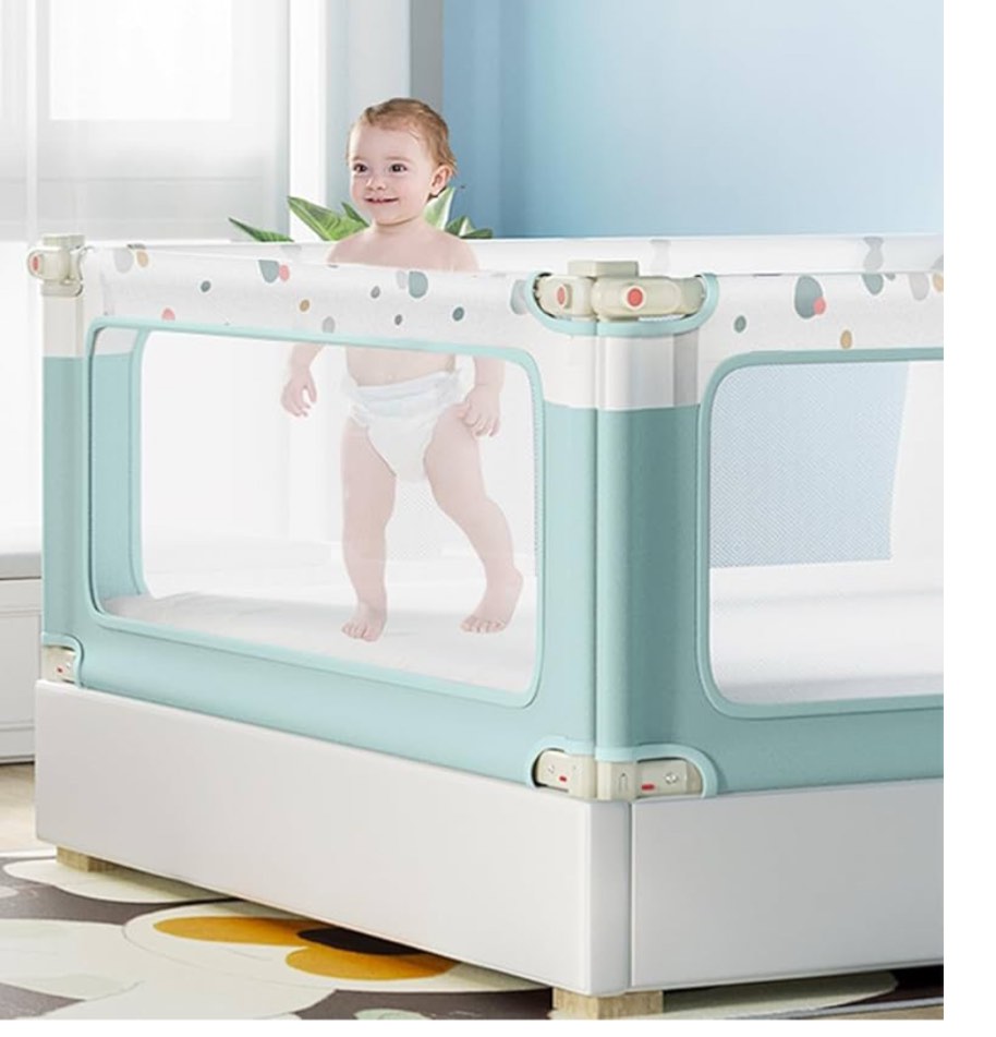 Bed Rail for Toddlers, Lightweight Safety Adjustable Bed Rail, Breathable Mesh Fabric for Baby Bed Rail Guard, Suitable for All Types of Beds-1PC(Green dot, 71IN)