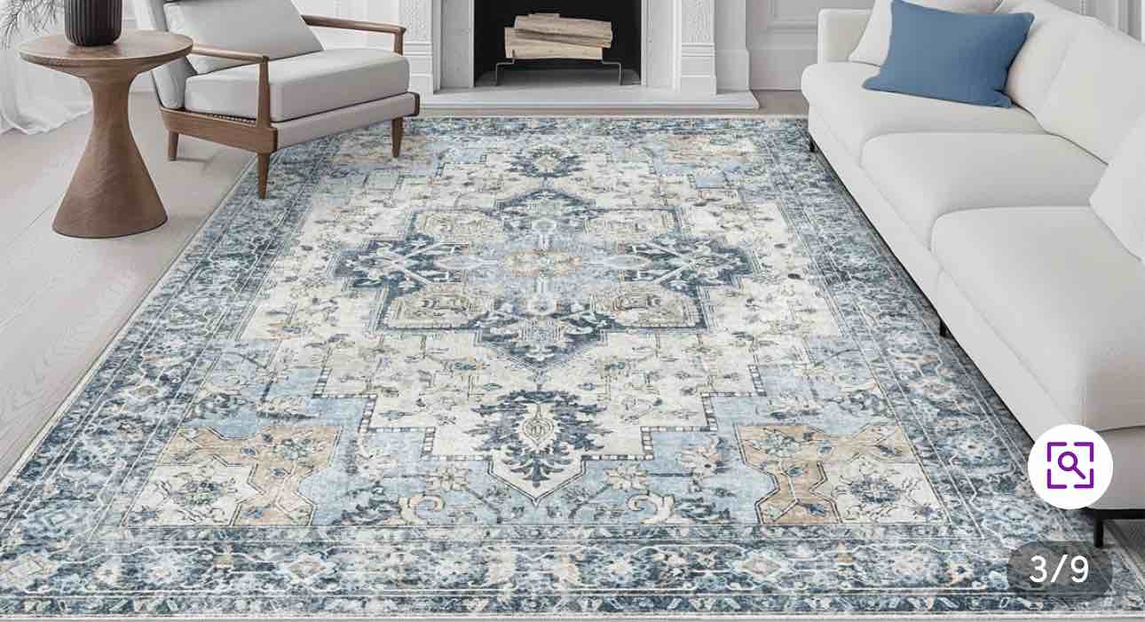 Roehit Machine Washable Oriental Blue/Ivory Area Rug ( 12' x 10') DIRTY NEEDS CLEANING 