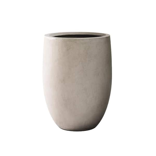 kante 21.7"h weathered concrete tall planter modern round large, outdoor indoor decorative w/ drainage hole & rubber plug rc0175a-c80021