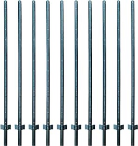 ARIFARO Fence Posts 6 Feet Sturdy Duty Metal Fence Post, Pack of 10, No Dig Garden T Post for Wire Fencing Steel Post for Yard, Outdoor Wire