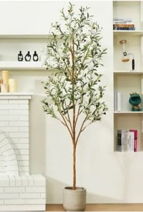 Adcock 7ft Faux Olive Tree in Pot, Artificial Olive Plants for Home 