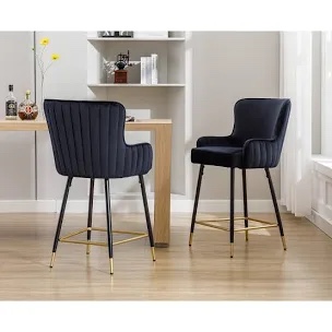 Semire Upholstered Full Back Bar & Counter Stool with Square 