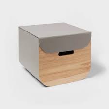 Natural Wood Kids' Storage with Lid Gray - Pillowfort™ Pillowfort