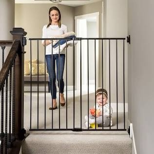 Regalo 2-in-1 Extra Tall Easy Swing Stairway and Hallway Walk Through Baby Gate, Black 1 Count (Pack of 1) (40.5"W x 36"H)