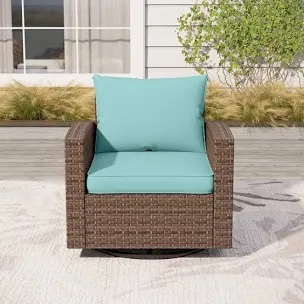Outdoor Rattan Swivel Patio Chair with Cushions