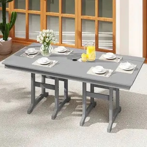 (Table legs only) Aunye 71"W HDPE 6-Person Heavy-duty Dining Table