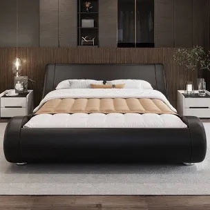 Queen Bettejean Upholstered Profile Sleigh Bed black