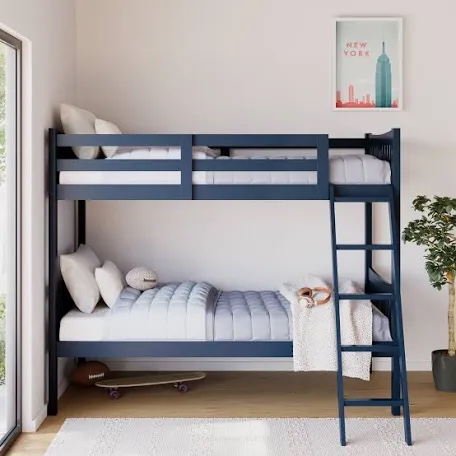 Storkcraft Caribou Twin Over Twin Hardwood Bunk Bed Navy  Box 2 of 2  Guardrails  Ladder  Slats