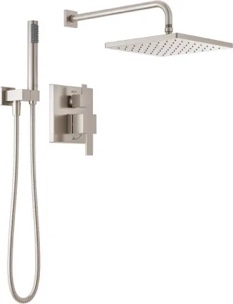 Modern 1-Spray Raincan Wall Mount Fixed and Handheld Shower Head 1.75 GPM in Spotshield Brushed Nickel