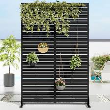Privacy Metal Screen Fence Panel Horizontal Stripe Pattern