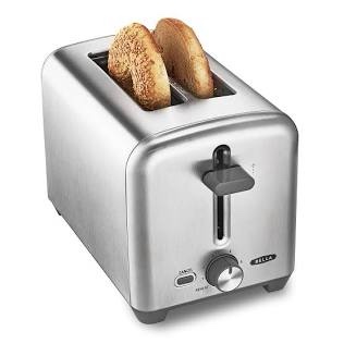 bella stainless steel 2 slice toaster with extra wide slots & removable crumb tray, 6 browning options, auto shut off & reheat function, toast bread, bagel & waffle