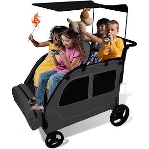 stroller wagon four seater 1 2 3 4 year old kids baby toddler passenger travel foldable jogger quad double triple tandem strollers (dark grey)