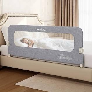 Extra Tall Bed Rail for Toddlers – 59’’ Long Adjustable & Folding Bed Rails for King Size Bed, Queen, Full, Twin Beds - Swing Down Bed Railing for Toddlers