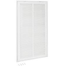 EZ-FLO 12 x 24 Inch (Duct Opening) White Return Air Vent Cover for Wall or Ceiling, 14-11/16 Inch x 26-11/16 Inch (Overall Dimensions), Solid Steel Return Air Grille, HVAC Air Return, 61668